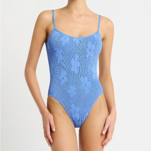 Bond-Eye Low Palace One Piece One Size Cornflower Blue Floral Swimsuit - Picture 1 of 10